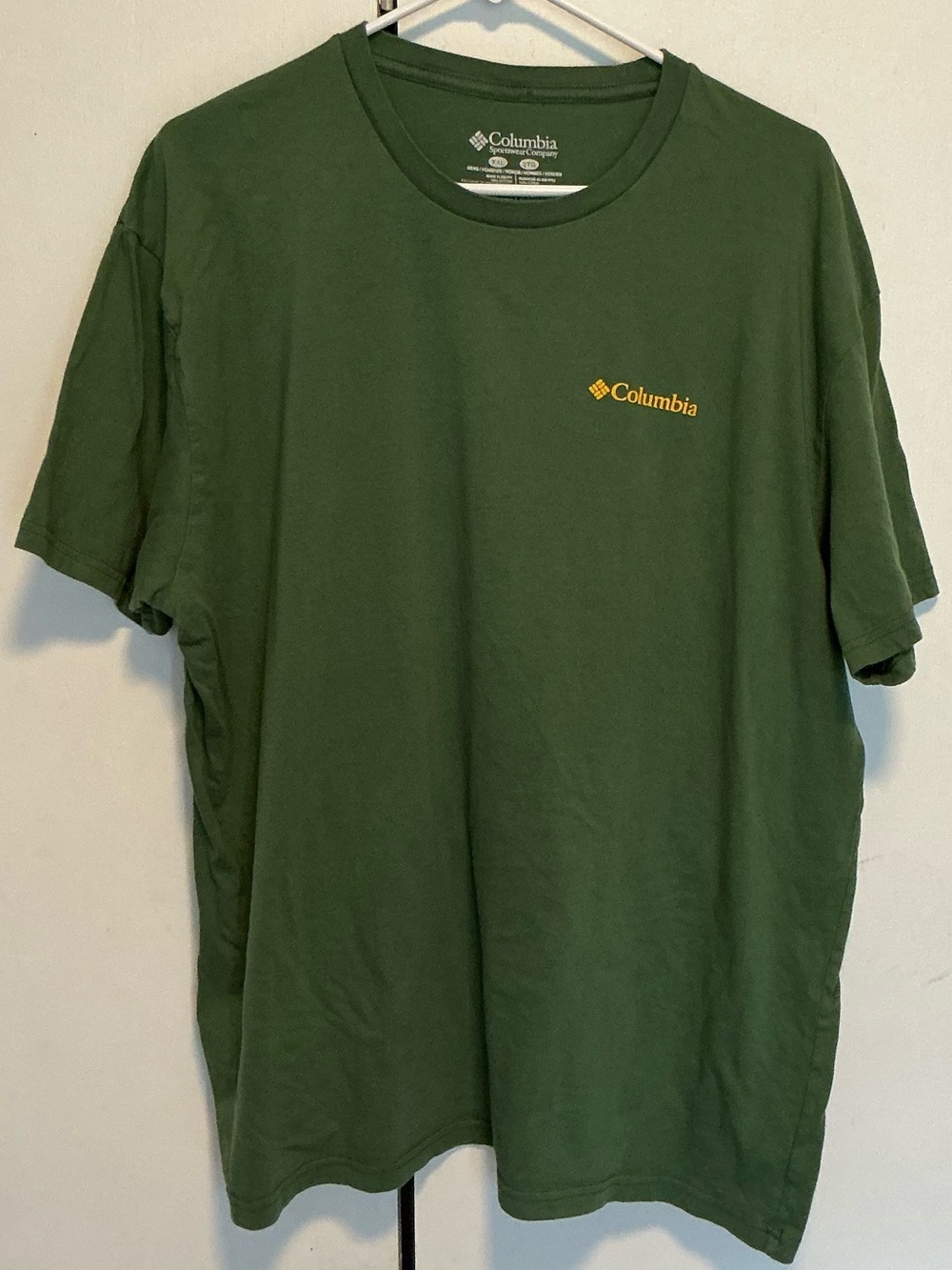 Columbia Green Short Sleeve Tee with Yellow Logo